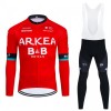 Cykeltøj Langærmet + Bib Cykelbukser 2024 Arkea-B B Hotels Rød